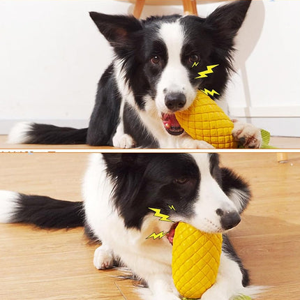 Dog Rubber Pineapple Toy Bite Molar Tooth Interactive Sound Resistant Pet Toy