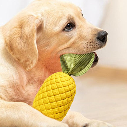 Dog Rubber Pineapple Toy Bite Molar Tooth Interactive Sound Resistant Pet Toy