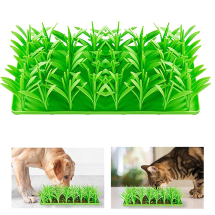 Grass Shape Silicone Slow Food Pad With Sucker For Cats Dogs Pet Feeding Pad