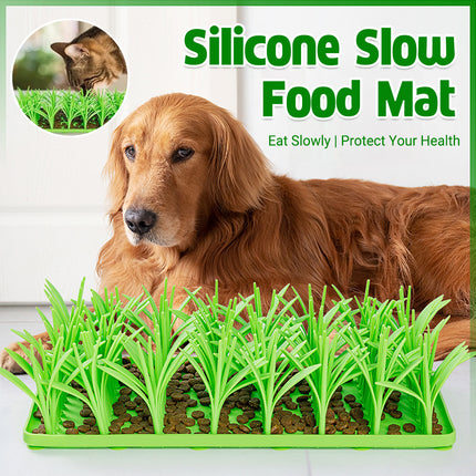 Grass Shape Silicone Slow Food Pad With Sucker For Cats Dogs Pet Feeding Pad