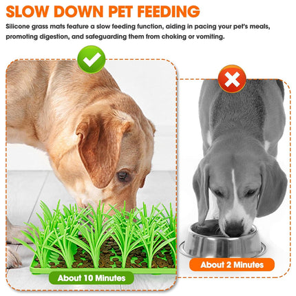 Grass Shape Silicone Slow Food Pad With Sucker For Cats Dogs Pet Feeding Pad