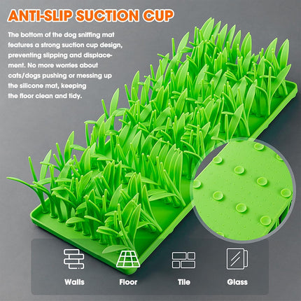 Grass Shape Silicone Slow Food Pad With Sucker For Cats Dogs Pet Feeding Pad