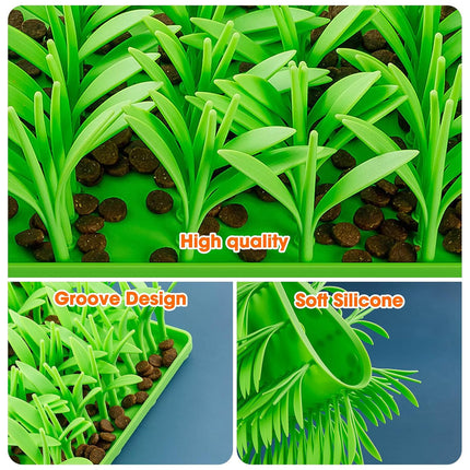 Grass Shape Silicone Slow Food Pad With Sucker For Cats Dogs Pet Feeding Pad