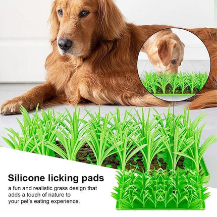 Grass Shape Silicone Slow Food Pad With Sucker For Cats Dogs Pet Feeding Pad