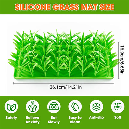 Grass Shape Silicone Slow Food Pad With Sucker For Cats Dogs Pet Feeding Pad
