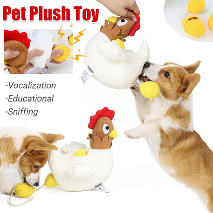 Hen Laying Eggs Dog Toy Sniffing Pet Plush Interactive Chew Toy for Dogs Puppies