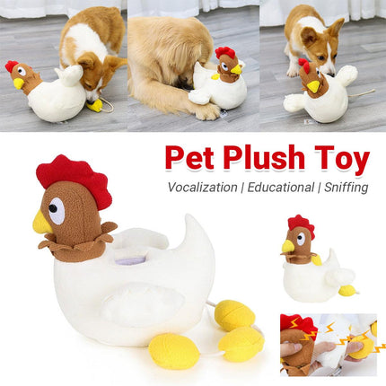 Hen Laying Eggs Dog Toy Sniffing Pet Plush Interactive Chew Toy for Dogs Puppies
