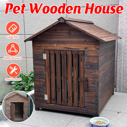 Outdoor Solid Wood Pet House Large Wooden Dog Kennel for Daily Shelter