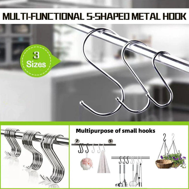 12cm Stainless Steel S Shape Hooks Kitchen Hanger Rack Clothes Hanging Plant Holders - Aimall