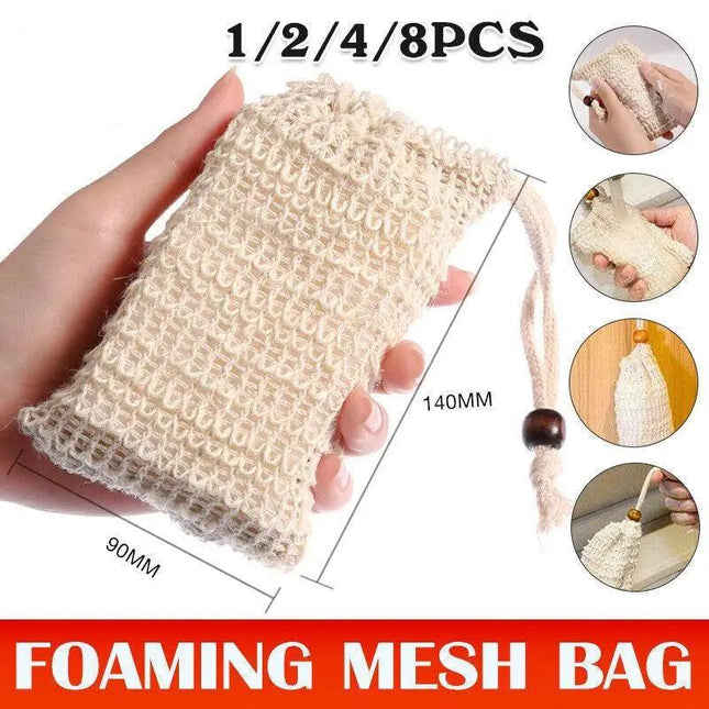 1/2/4/8X Flax Soap Exfoliating Bags with Foaming Net & Drawstring - Aimall