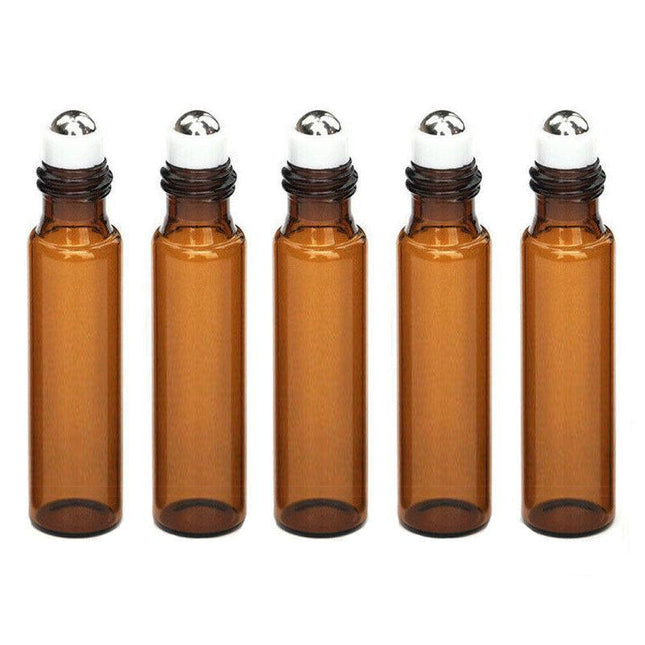 10Ml Roller Rollerball Perfume Essential Oil Roll On Ball Amber Glass Bottle - Aimall