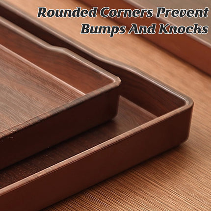 6PCS Rectangular Serving Trays Wood Grain ABS Non Slip Drinks Tray Set for Home