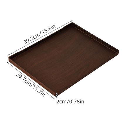 6PCS Rectangular Serving Trays Wood Grain ABS Non Slip Drinks Tray Set for Home