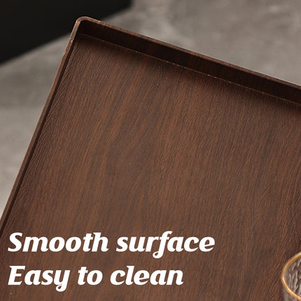 6PCS Rectangular Serving Trays Wood Grain ABS Non Slip Drinks Tray Set for Home