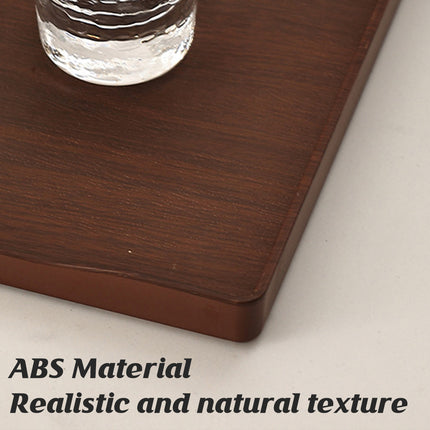 6PCS Rectangular Serving Trays Wood Grain ABS Non Slip Drinks Tray Set for Home