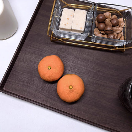 6PCS Rectangular Serving Trays Wood Grain ABS Non Slip Drinks Tray Set for Home