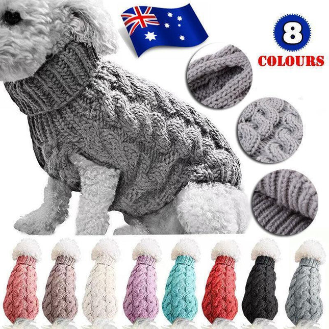 Puppy Dog Jumper Winter Warm Knitted Sweater Pet Clothes Small Dogs Coat Thermal M Size - Aimall