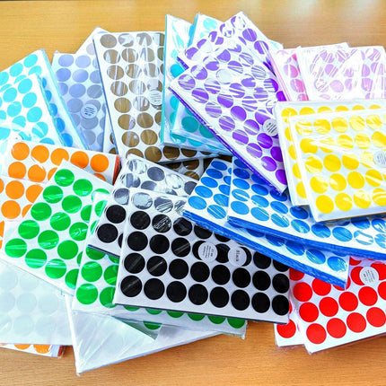 Yellow Assorted Sizes Colour Sticker Dots Adhesive Round Labels Circular Spot Scrapbook - Aimall