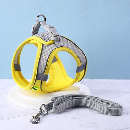 Pet Dog Harness Adjustable Reflective Breathable Outdoor Collars Strap Cat Leash Green - Aimall