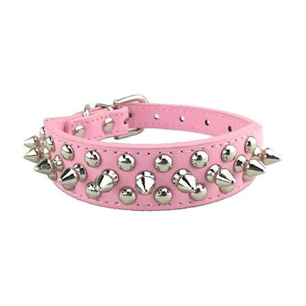 S Size Dog Collar Leather Studded Black Brown Small Medium Large Breeds Pet Melbourne - Aimall
