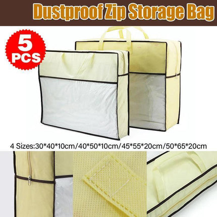 5x Dustproof Zip Storage Bag Non-woven Waterproof Quilt Storage Pillow Organizer - Aimall