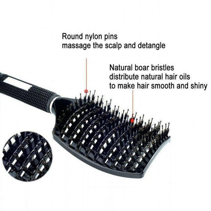 Detangle Nylon Boar Bristle Brush Hairbrush Smooth Hair Head Scalp Massage Comb - Aimall