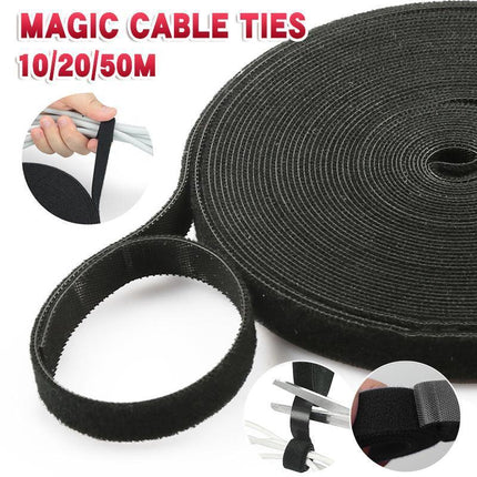 10/20/50M Hook&Loop Heavy Duty Strap Reusable Cable Ties Grip TV Tidy Organizer - Aimall
