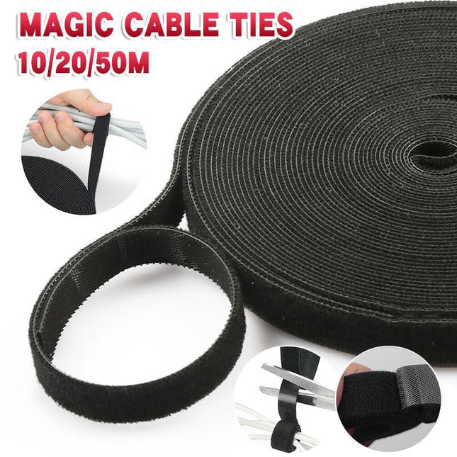 10/20/50M Hook&Loop Heavy Duty Strap Reusable Cable Ties Grip TV Tidy Organizer - Aimall