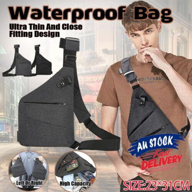 Waterproof Bag Personal Anti Theft Shoulder Man Pocket Portable Chest Travel Grey - Aimall