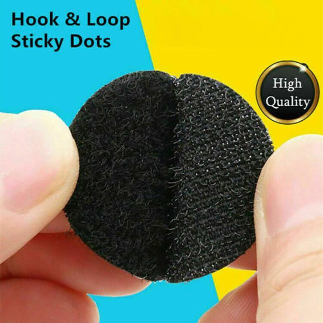 Hook and Loop Sticky Self Adhesive Dots Coins Circles Tape Black White 15mm - Aimall