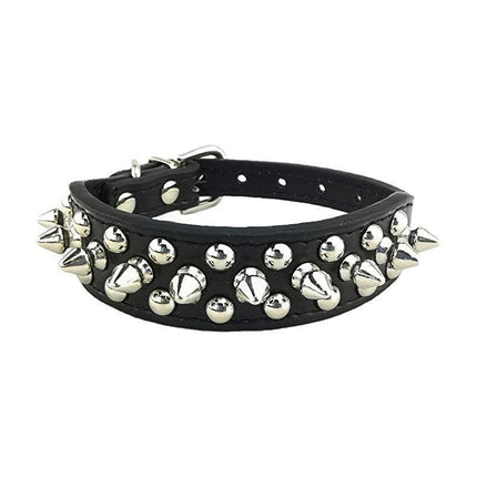 S Size Dog Collar Leather Studded Black Brown Small Medium Large Breeds Pet Melbourne - Aimall