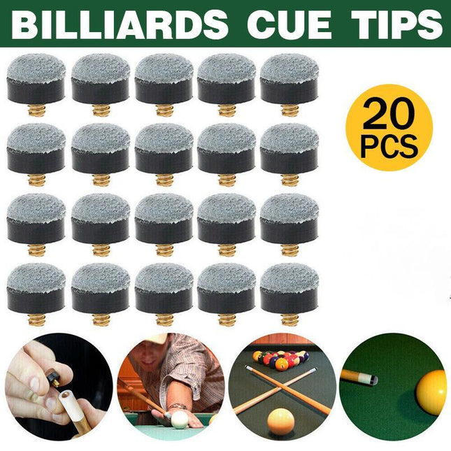 20x Commercial Quality Soft Pool Snooker Billiards CUE TIPS Screw On Type 10mm - Aimall
