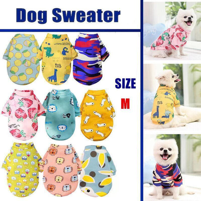 M Size Cute Pet Dog Warm Jumper Sweater Clothes Cat Knitwear Knitted Coats Winter - Aimall