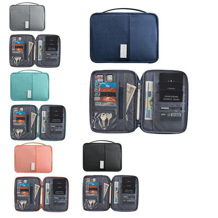 Waterproof Passport Holder Travel Document Wallet RFID Bag Family Case Organizer L - Aimall