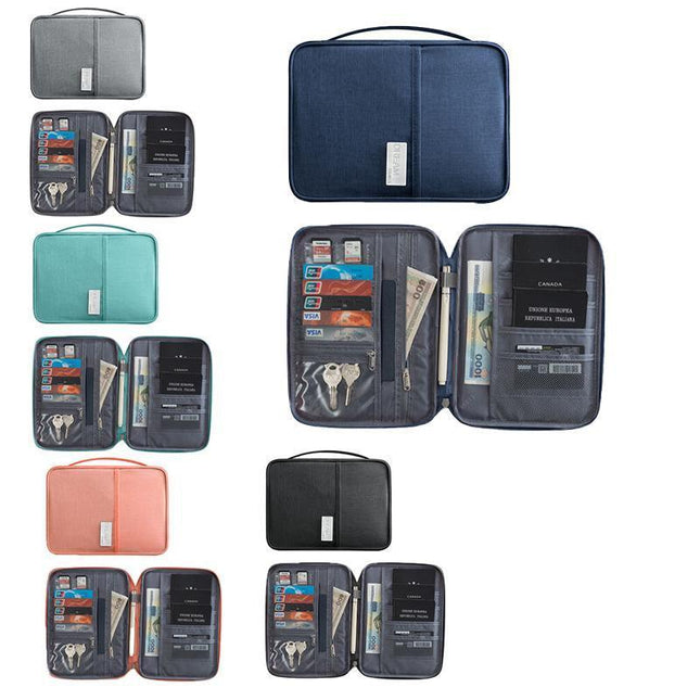 Waterproof Passport Holder Travel Document Wallet RFID Bag Family Case Organizer L - Aimall