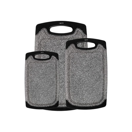 Plastic Chopping Board Cutting Boards Set for Kitchen Juice Groove Black Marble - Aimall