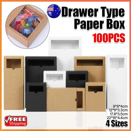 100PCS DIY Paper Box Drawer Type Jewelry Packing Box Tea Gift Cosmetics Black - Aimall