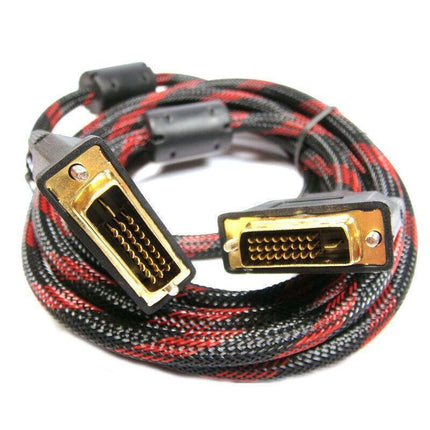 DVI Braided Cable Male DVI-D for LCD Monitor Computer PC Projector DVD Cord Lead - Aimall