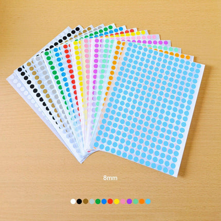Yellow Assorted Sizes Colour Sticker Dots Adhesive Round Labels Circular Spot Scrapbook - Aimall