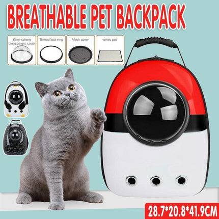 Dog backpack carrier with transparent space design for cats and dogs.
