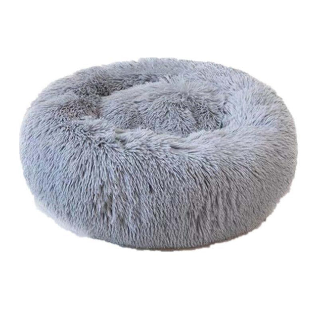 M-60CM Dog Cat Pet Calming Bed Washable ZIPPER Cover Warm Soft Plush Round - Aimall