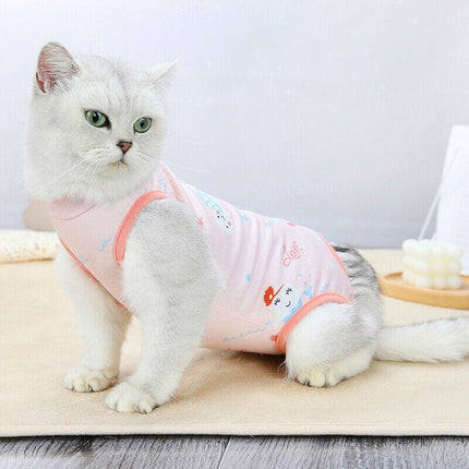 Pet Cat Postoperative Recovery Suit Pet Surgery Clothing Sterilization Weaning Pink - Aimall