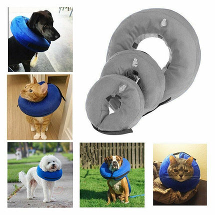 Grey Pet Dog Inflatable Soft Healing Collar Cone Wound Medical Cat Protective Jackets - Aimall