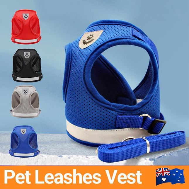 Reflective Dog Cat Pet Harness Leash Puppy Soft Adjustable Vest Mesh Clothes M - Aimall