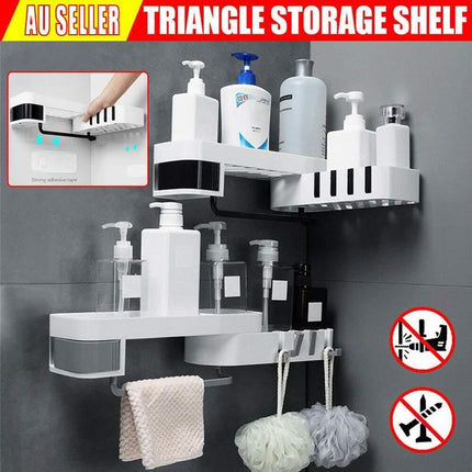 Corner Shower Caddy Bathroom Storage Shelf Rack Basket Organiser Tidy Tray Gray - Aimall