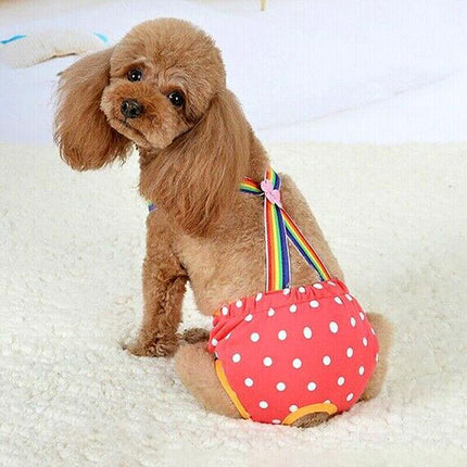 Female Pet Dog Cat Puppy Pant Menstrual Sanitary Nappy Diaper Wrap Underwear Pink - Aimall