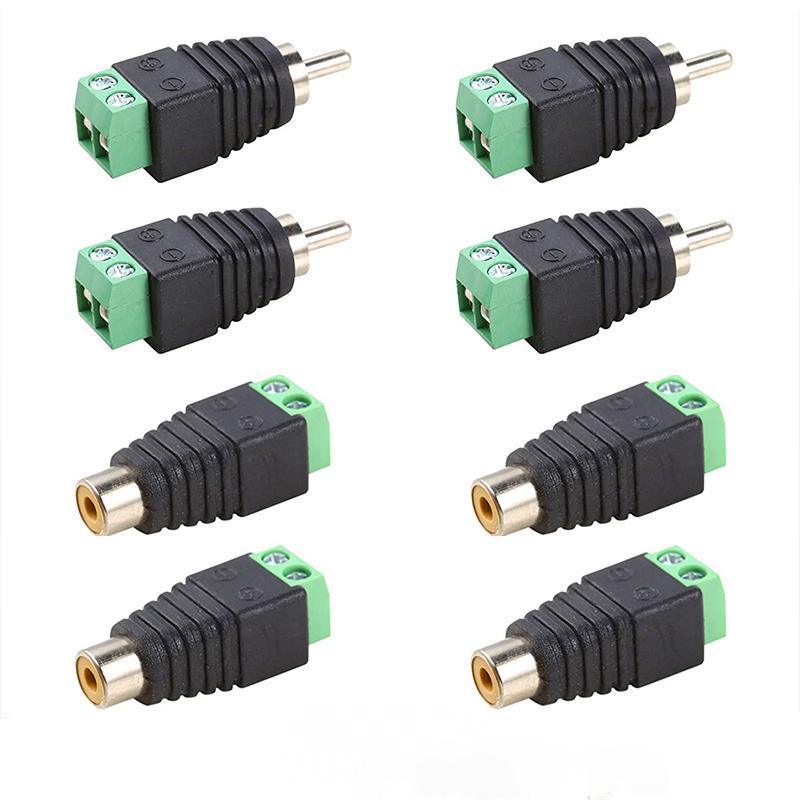 2/4 Pair Speaker Wire cable to female & male RCA Adapter Connector Jack Plug LED - Aimall