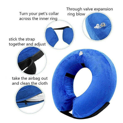 Grey Pet Dog Inflatable Soft Healing Collar Cone Wound Medical Cat Protective Jackets - Aimall