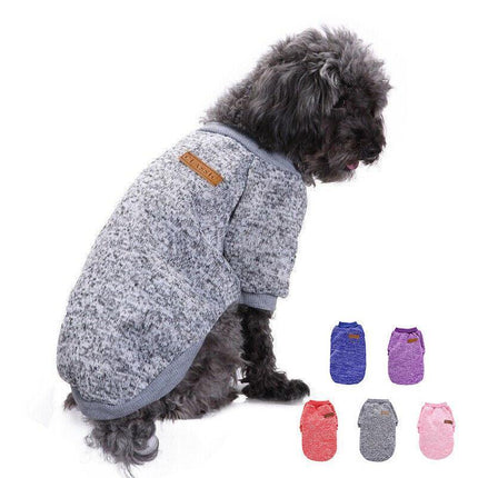 L Size Cute Pet Dog Warm Jumper Sweater Clothes Cat Knitted Coat Winter - Aimall