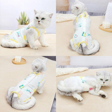 Pet Cat Postoperative Recovery Suit Pet Surgery Clothing Sterilization Weaning Yellow - Aimall